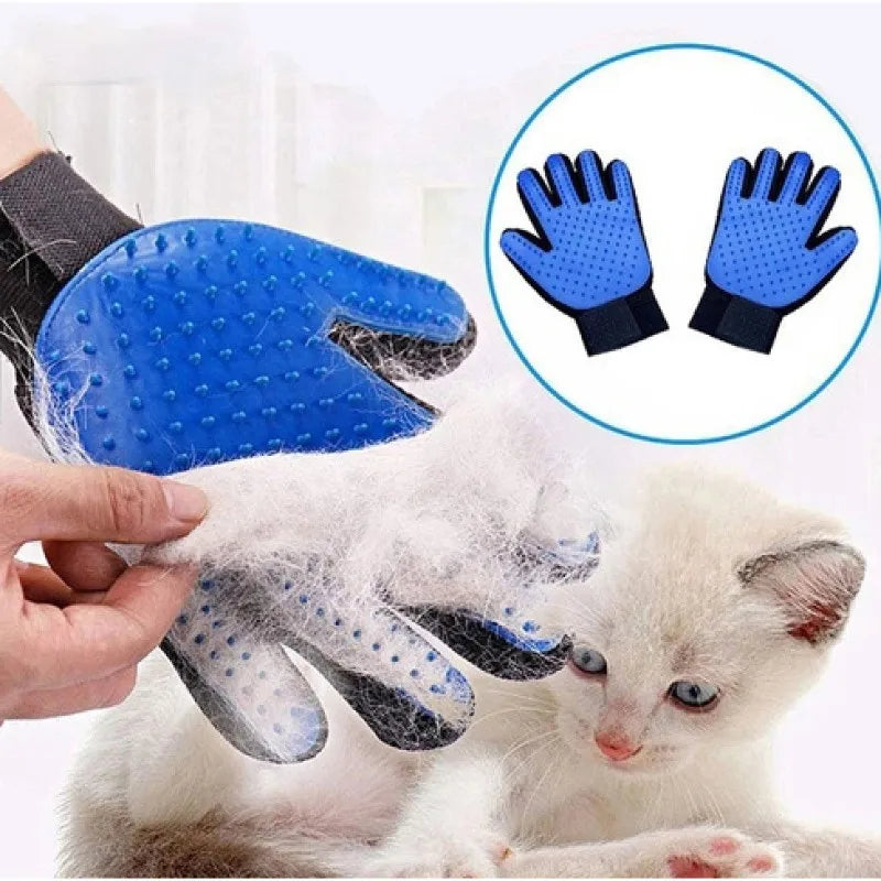 Luva Removedora de Pelos Magnética para Cães e Gatos – Silicone Azul