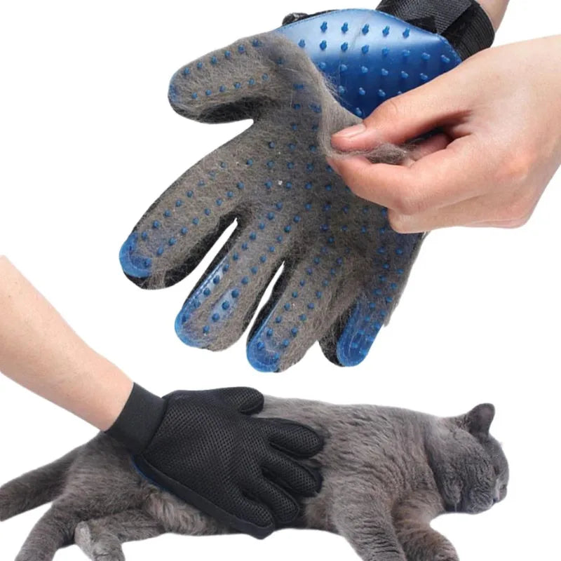 Luva Removedora de Pelos Magnética para Cães e Gatos – Silicone Azul