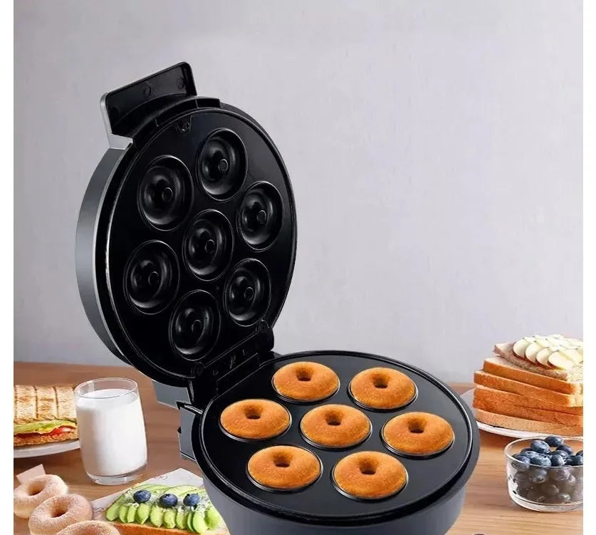 Máquina elétrica para fazer donuts 110V 1000W com 7 furos antiaderentes