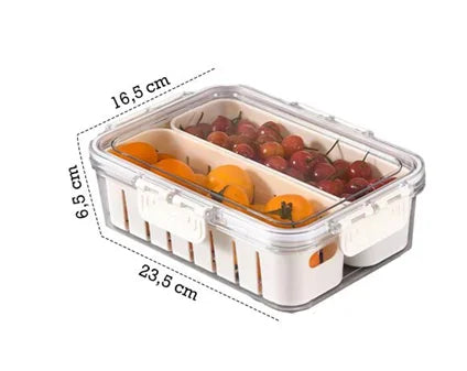 Organizador hermético para geladeira e dispensador multiuso para frutas, caixa organizadora de alimentos, armazenamento prático de cozinha