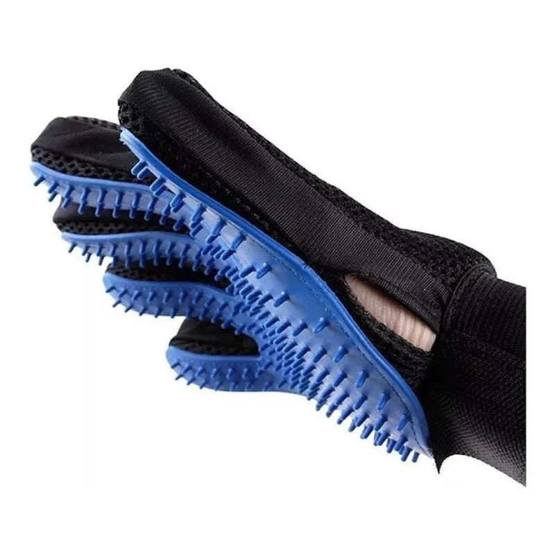 Luva Removedora de Pelos Magnética para Cães e Gatos – Silicone Azul