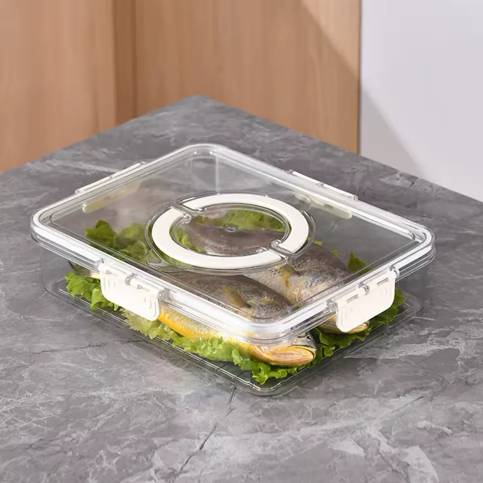 Organizador hermético para geladeira e dispensador multiuso para frutas, caixa organizadora de alimentos, armazenamento prático de cozinha