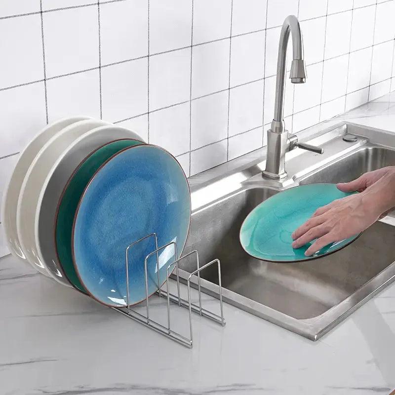 Organizador de Tigelas e Pratos de Aço Inoxidável para Cozinha, Suporte para Talheres e Tampas de Panelas, Acessórios de Cozinha