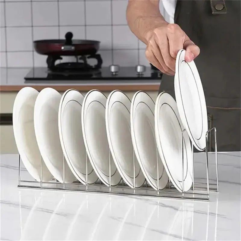 Organizador de Tigelas e Pratos de Aço Inoxidável para Cozinha, Suporte para Talheres e Tampas de Panelas, Acessórios de Cozinha